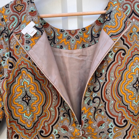 J. CREW Collection Dress Jules 100% Silk Gold Italian Paisley Shift Womens 6 - Picture 4 of 14